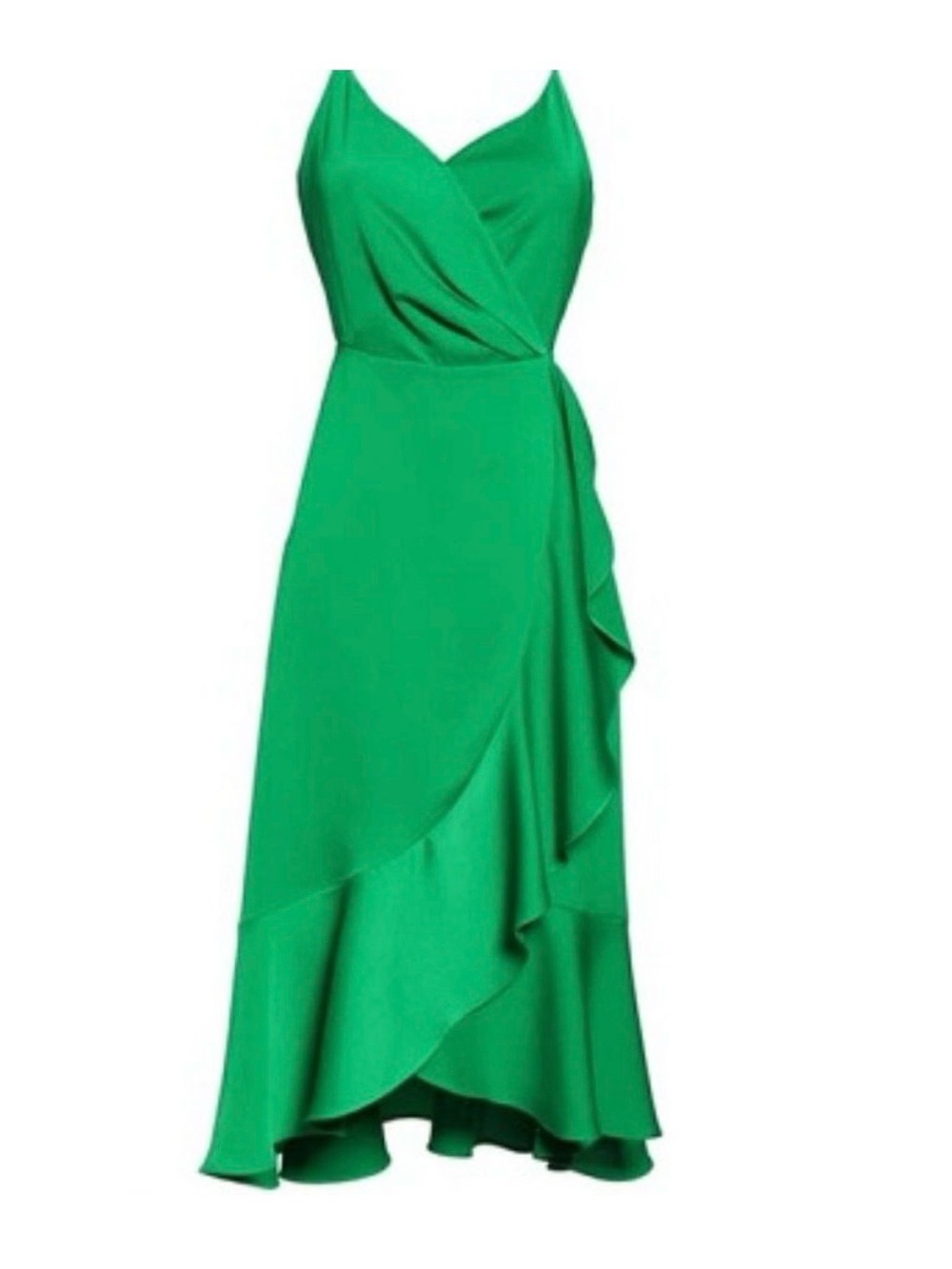 Chelsea28 Emerald Green Wrap-Front Midi Dress